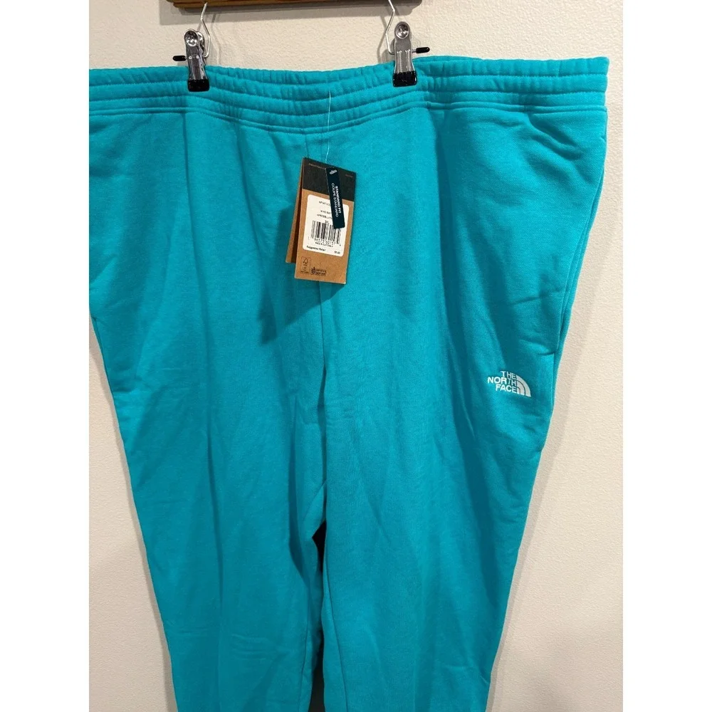 The North Face Sweatpants Mens 3XL Cyan Blue Half Dome‎ Warm Soft Elastic Waist